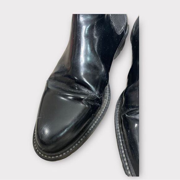 Creatures of Comfort Black Patent Leather Ankle Pull On Moto Boots - Picture 9 of 16